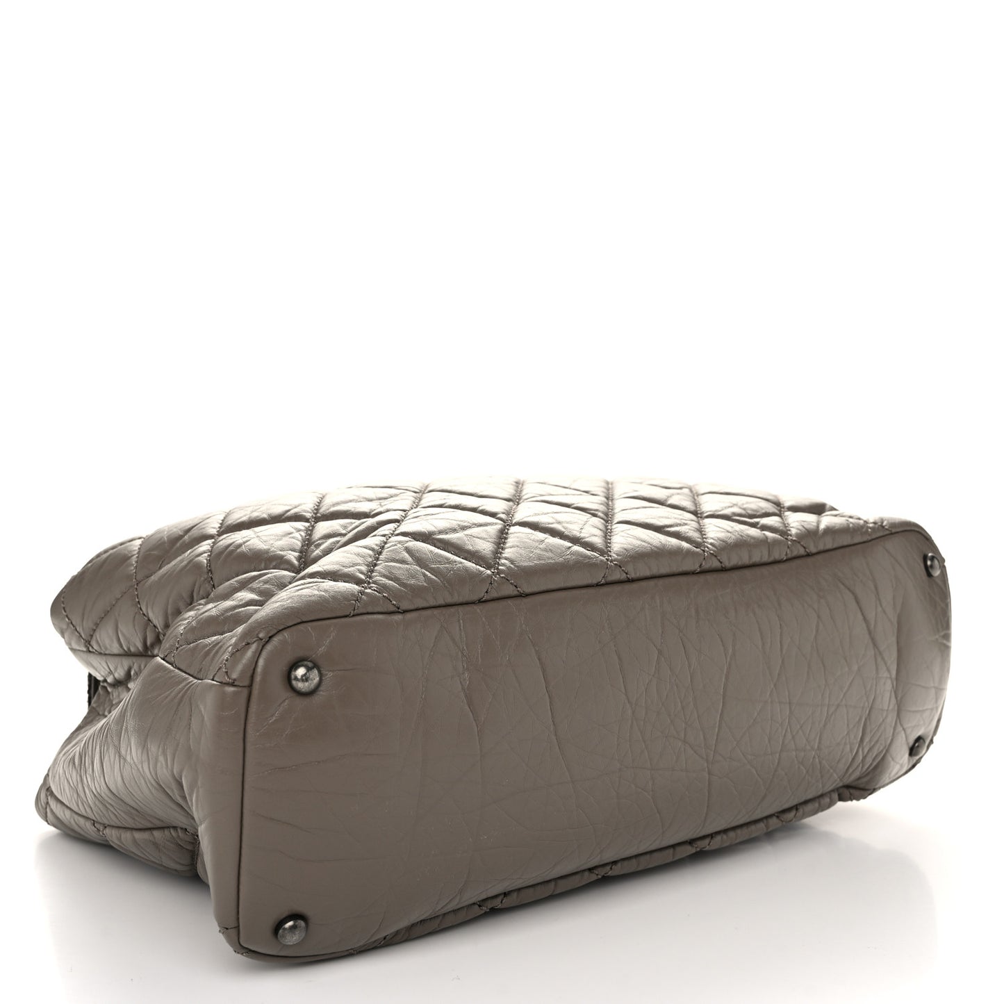 Aged Calfskin Tweed Large Quilted Portobello Tote Grey