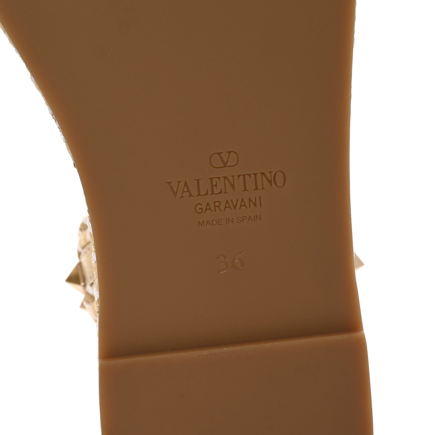 Valentino Garavani Laminated Nappa Rockstud Flatform Espadrille 45MM Sandals 36 Natural Ivory Gold Platinum 7 of 8