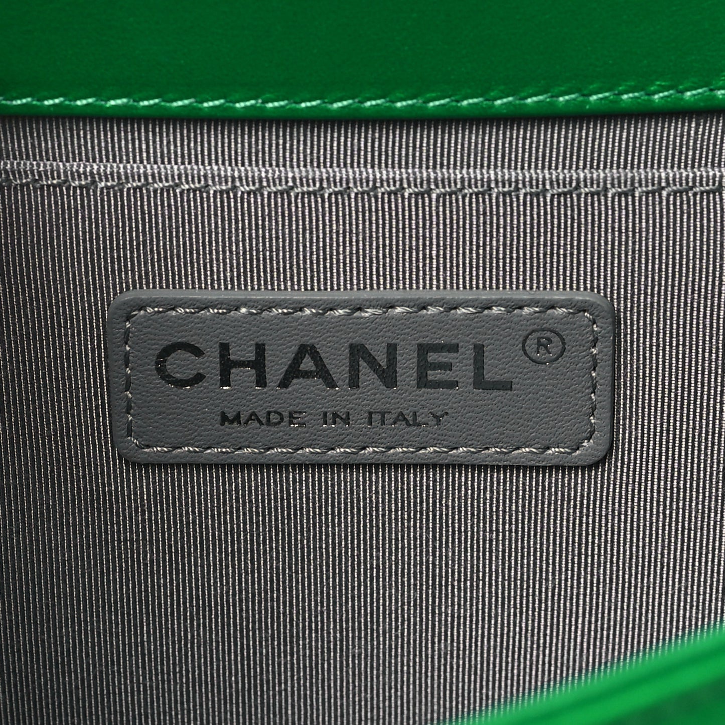 Metallic Calfskin Quilted Medium Boy Flap Green