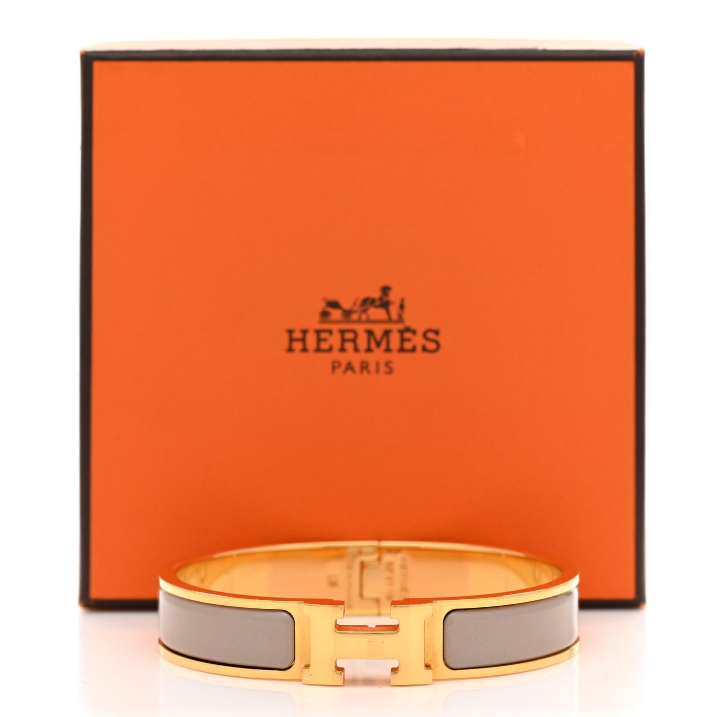 Enamel Narrow Clic Clac H Bracelet PM Marron Glace