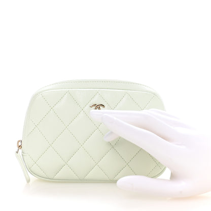 Chanel Caviar Quilted Small Curvy Pouch Cosmetic Case Light Green 2 of 8