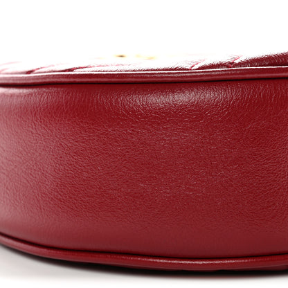 Gucci Glazed Calfskin Matelasse Heart Mini GG Marmont Round Shoulder Bag Romantic Cerise 9 of 10
