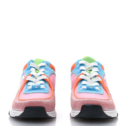 Chanel Fabric Suede Calfskin CC Sneakers 38.5 White Multicolor 2 of 7