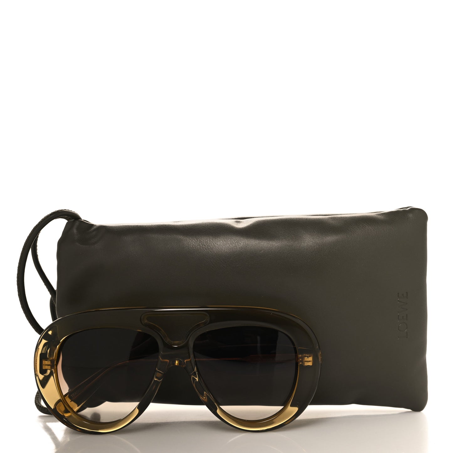 Acetate Curvy Aviator Sunglasses LW40144U Dark Green Brown