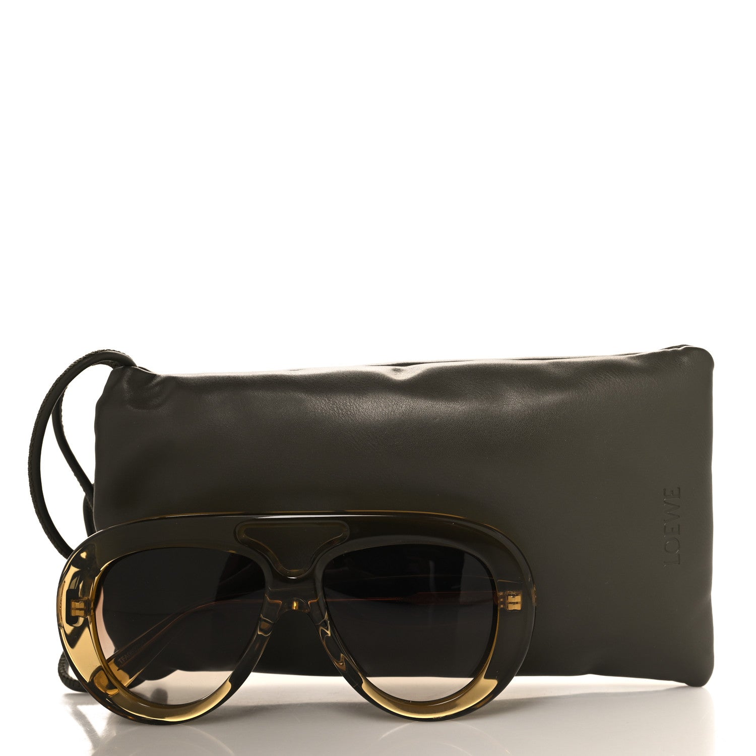Loewe Acetate Curvy Aviator Sunglasses LW40144U Dark Green Brown 7 of 7