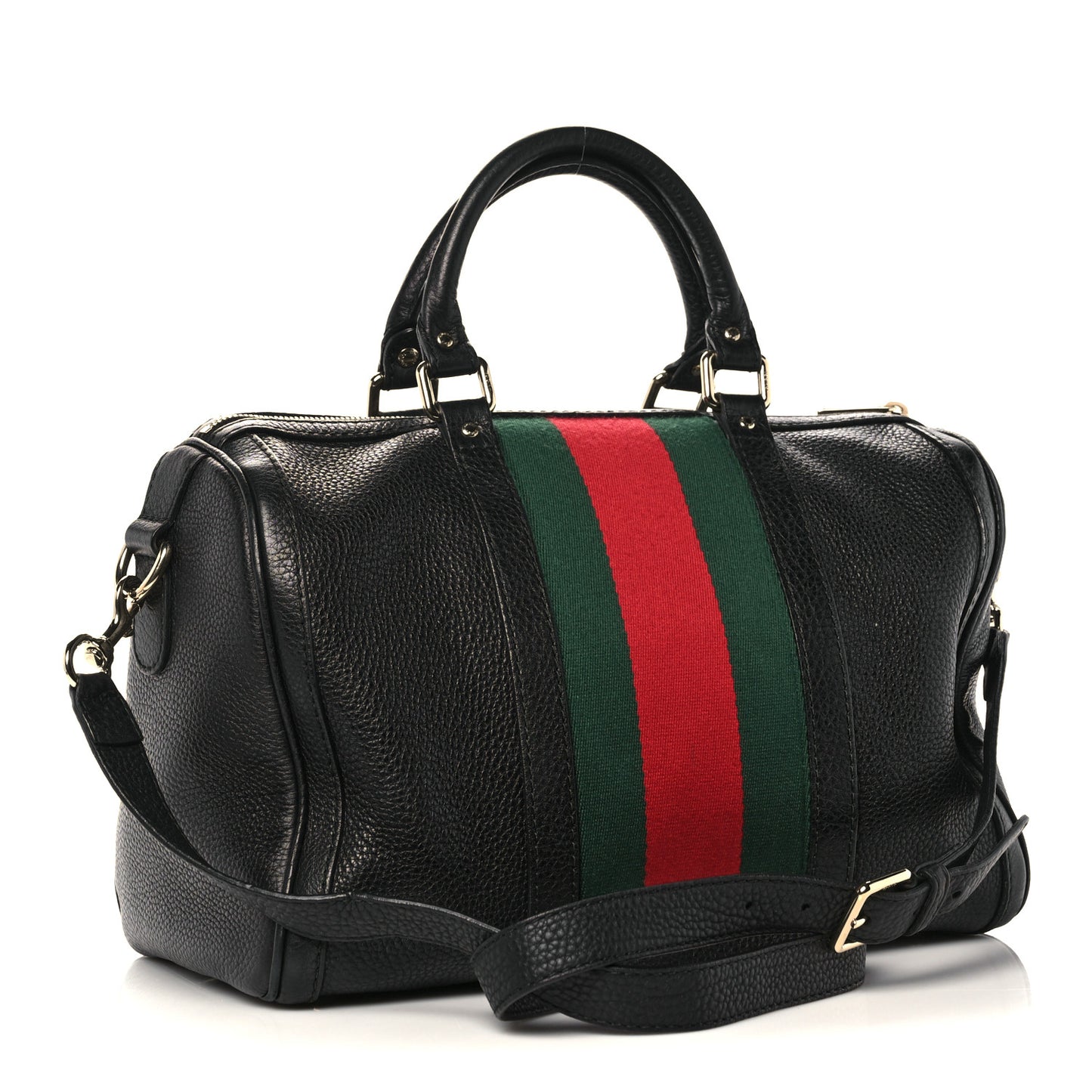 Calfskin Vintage Web Medium Boston Black