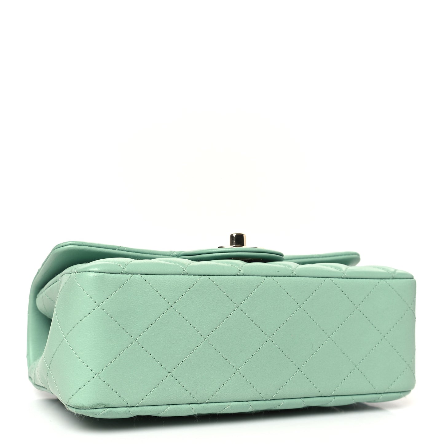 Lambskin Quilted Mini Rectangular Flap Light Green