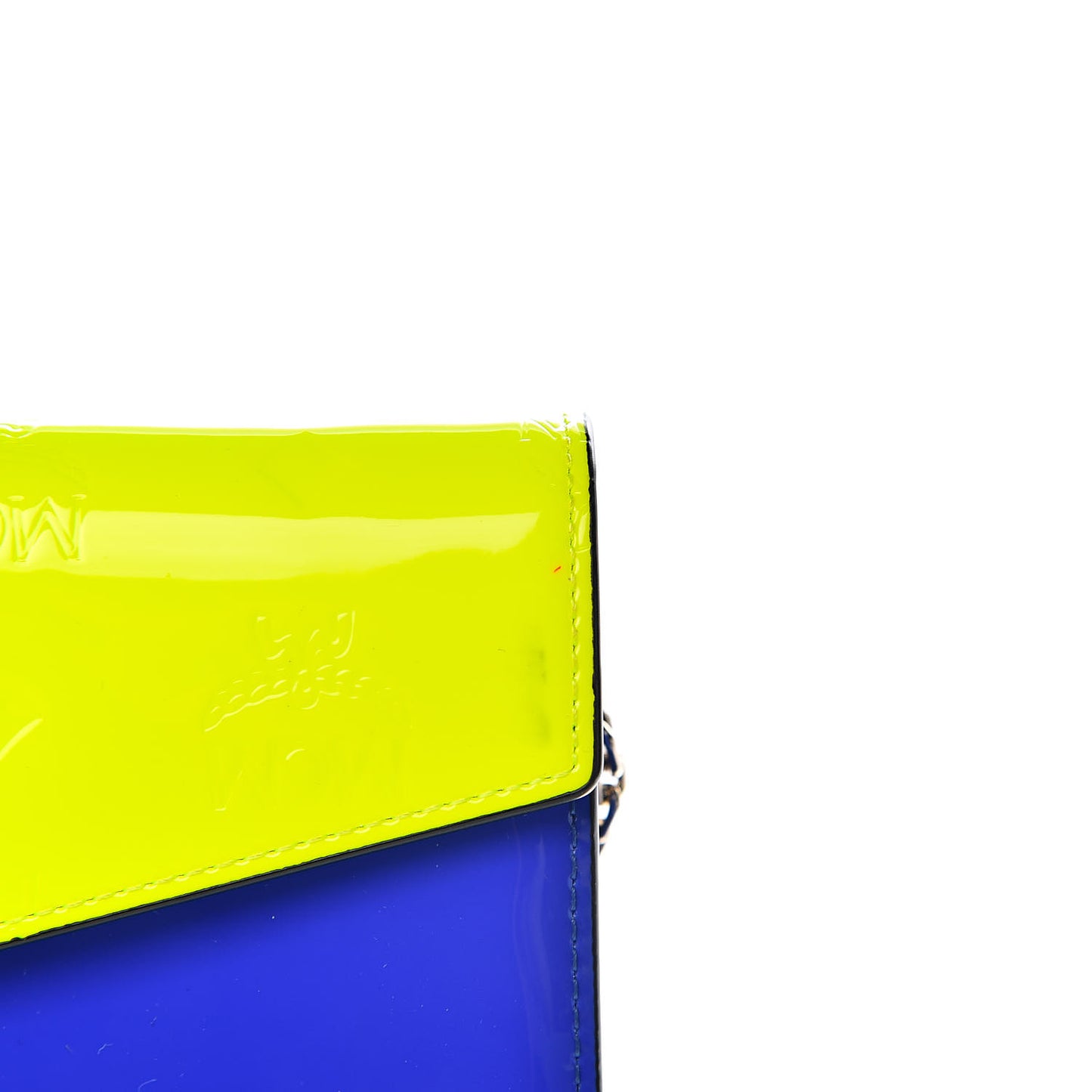 Patent Two Tone Patricia Wallet On Chain Blue Neon Yellow