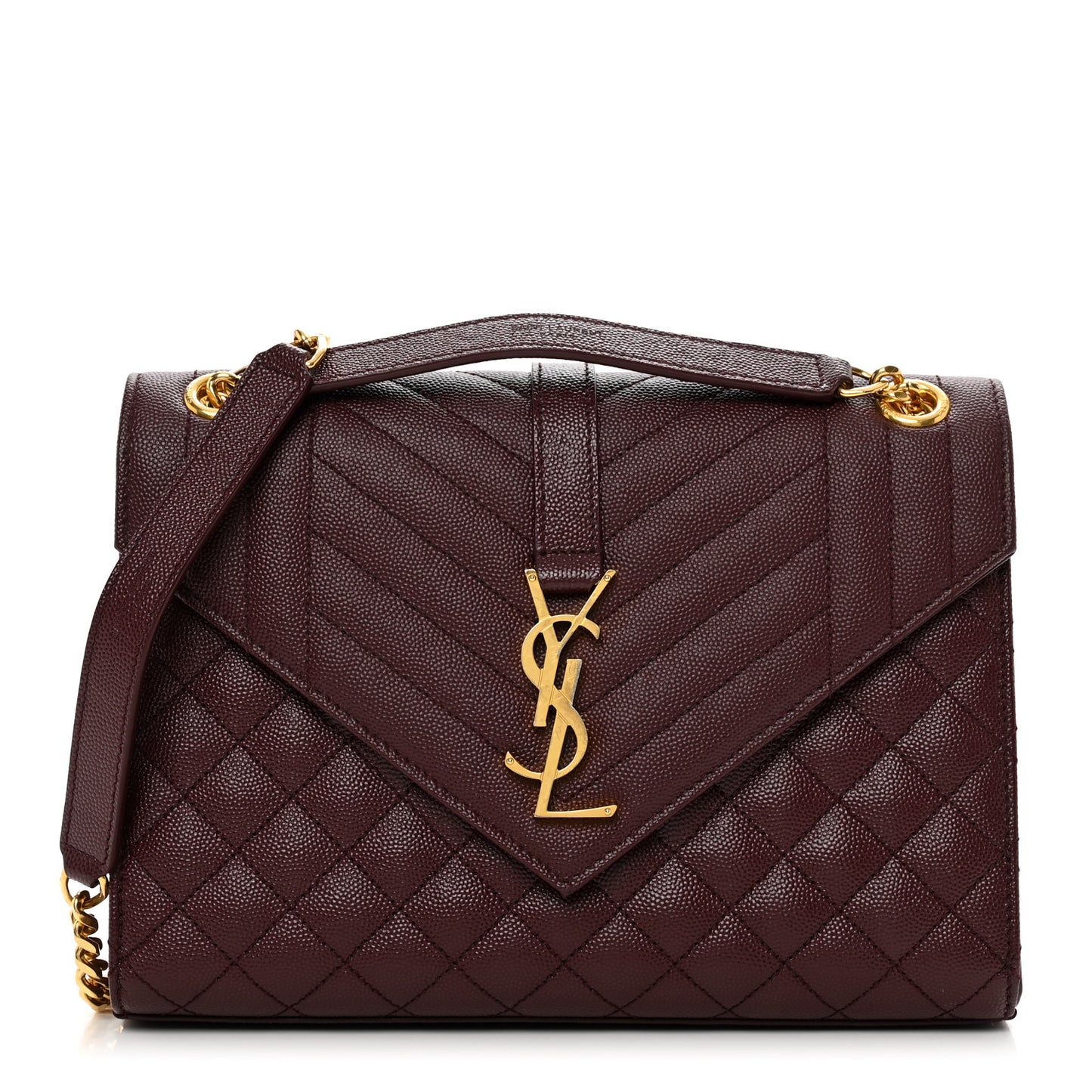 Grain De Poudre Textured Mixed Matelasse Medium Triquilt Monogram Satchel Rouge Legion