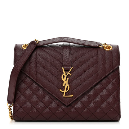 Saint Laurent Grain De Poudre Textured Mixed Matelasse Medium Triquilt Monogram Satchel Rouge Legion 2 of 9