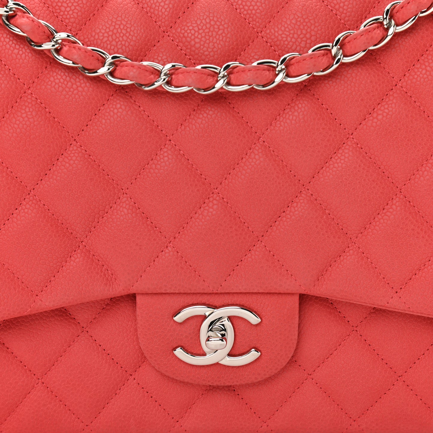 Iridescent Caviar Quilted Maxi Double Flap Dark Pink