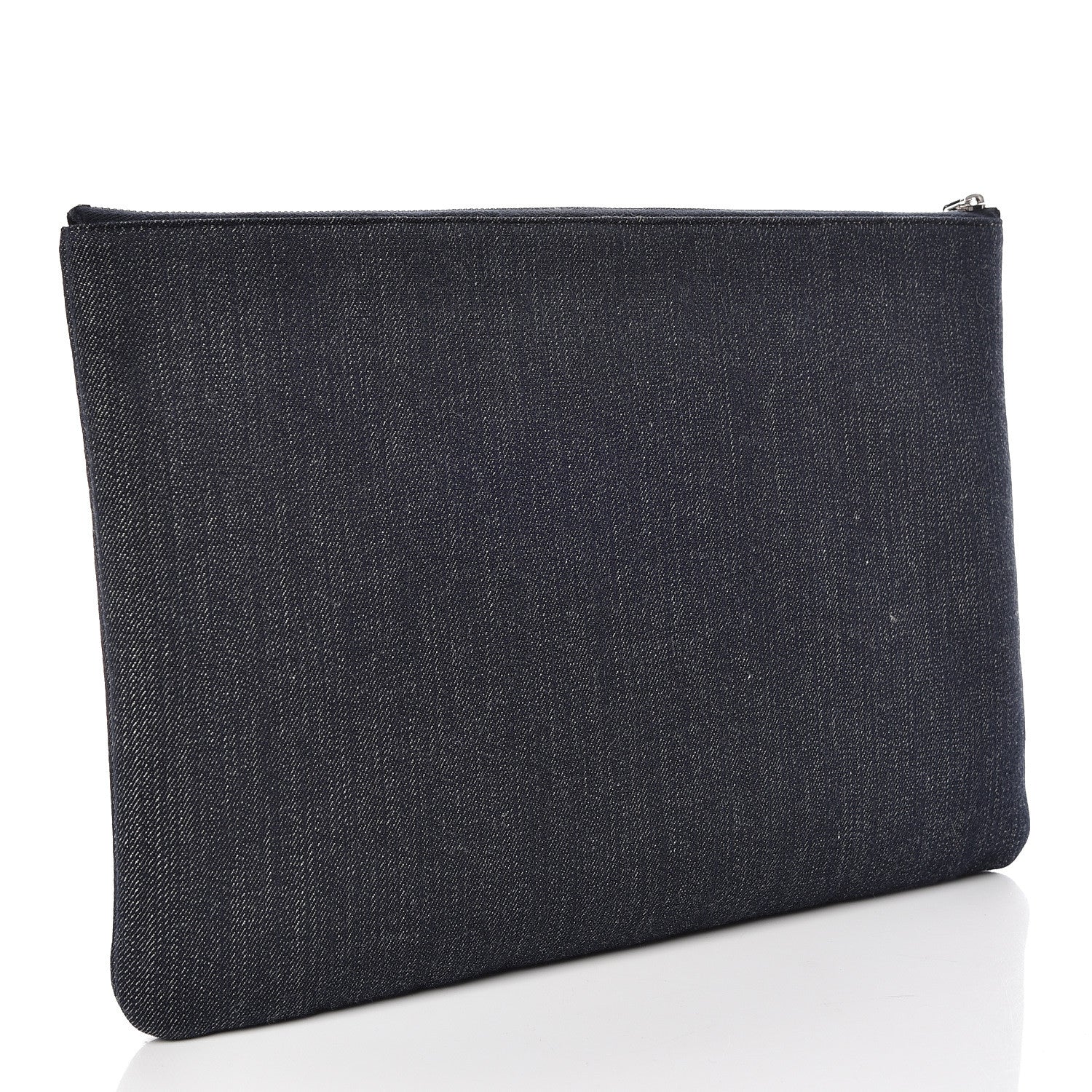 Chanel Denim Large Deauville Pouch Clutch Blue Orange 3 of 10