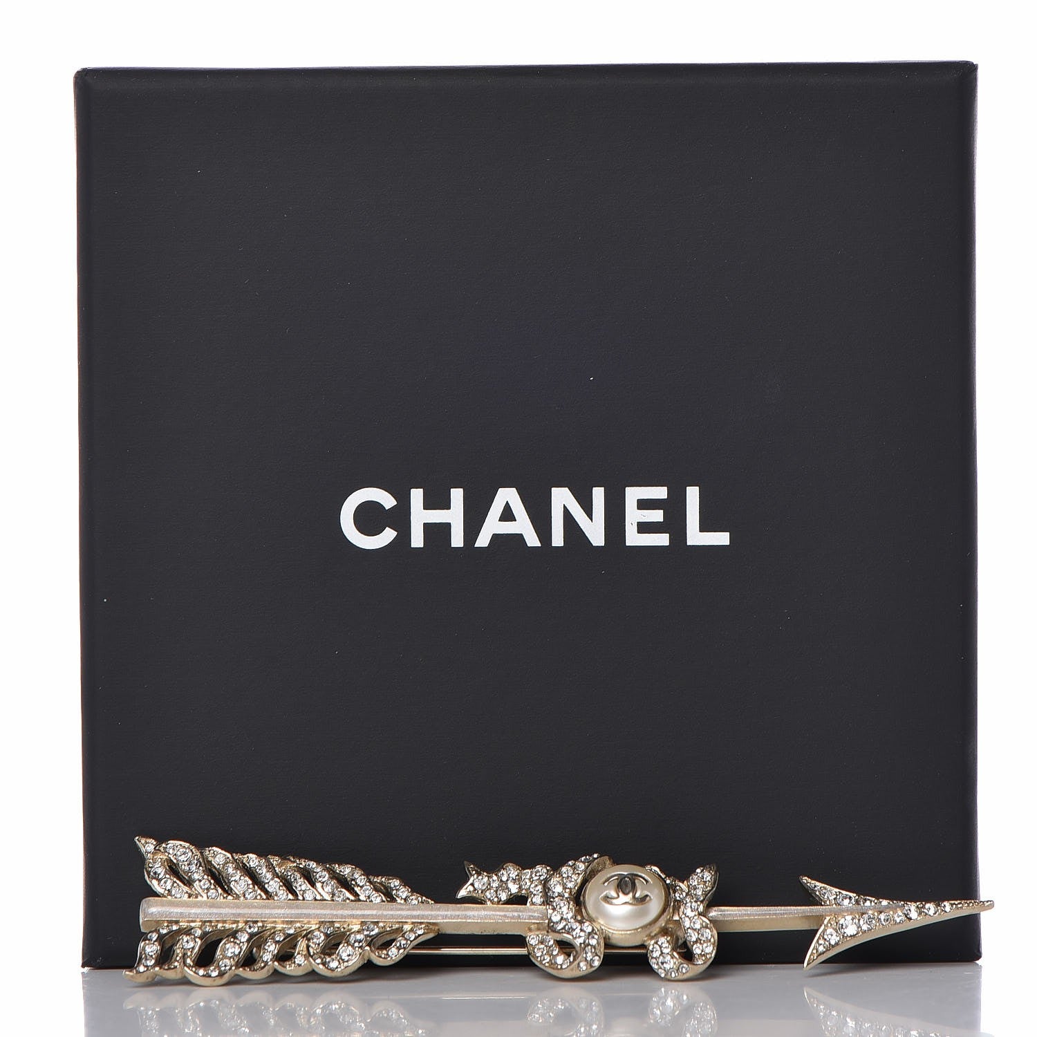 Chanel Crystal Pearl CC Arrow Brooch Gold 5 of 5