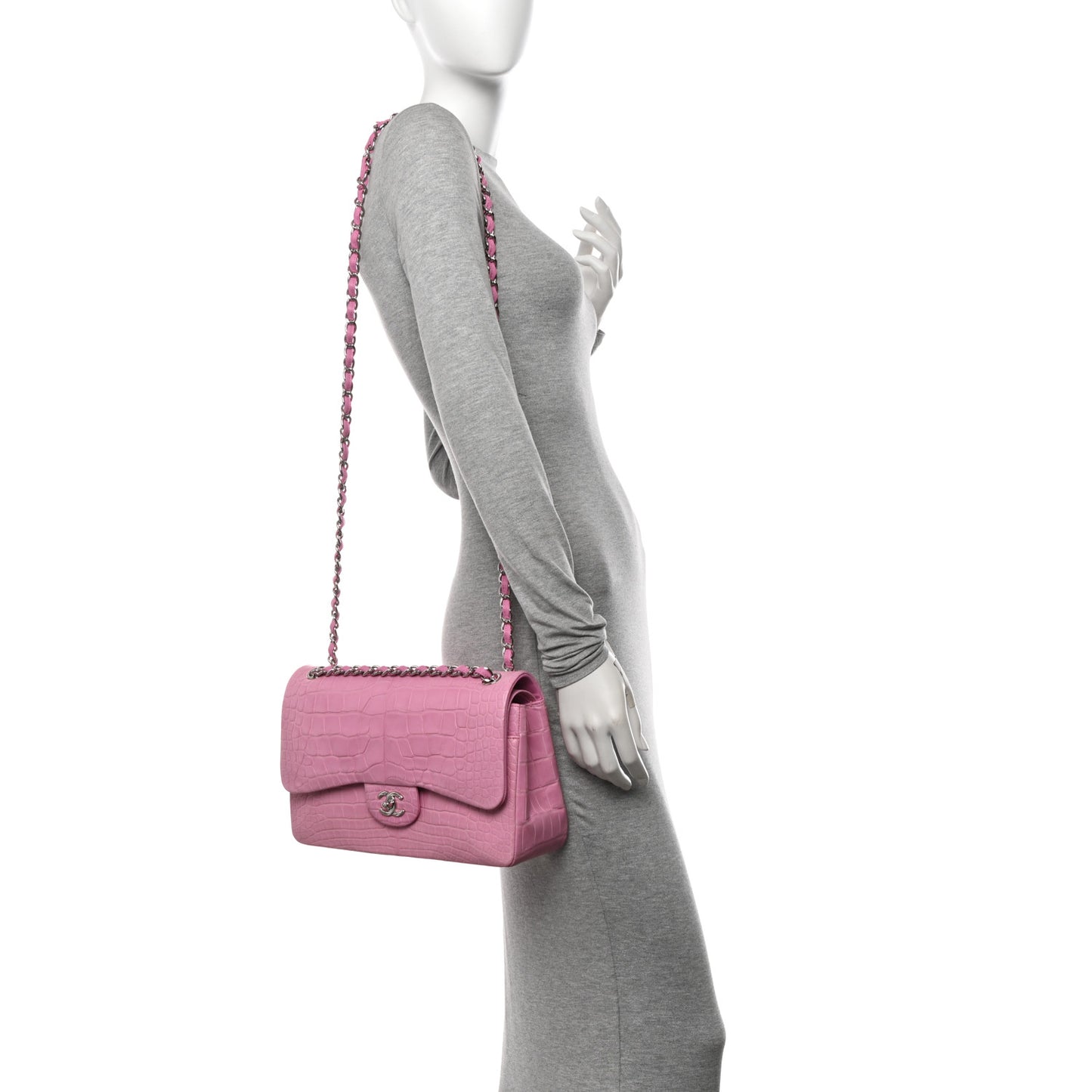 Alligator Jumbo Double Flap Pink