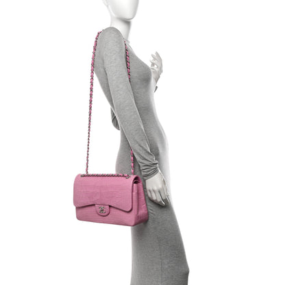 Chanel Alligator Jumbo Double Flap Pink 2 of 11