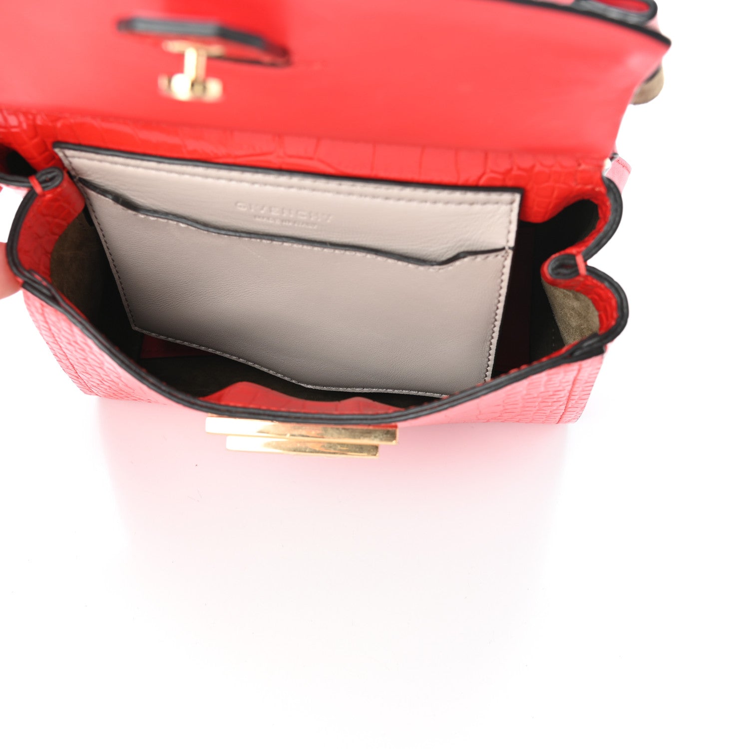 Givenchy Calfskin Crocodile Embossed Mini Mystic Shoulder Bag Red 5 of 8
