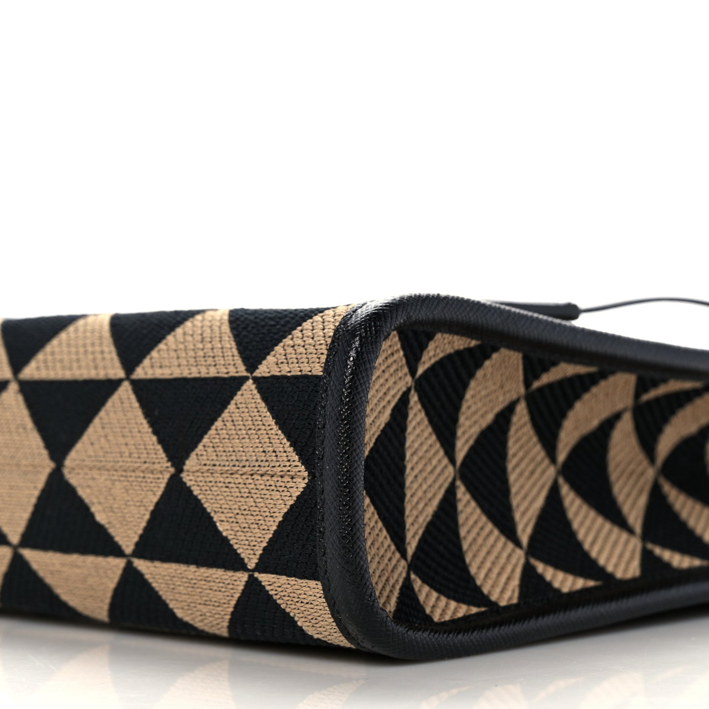Jacquard Saffiano Triangolo Symbole Embroidered Micro Tote Black Corda
