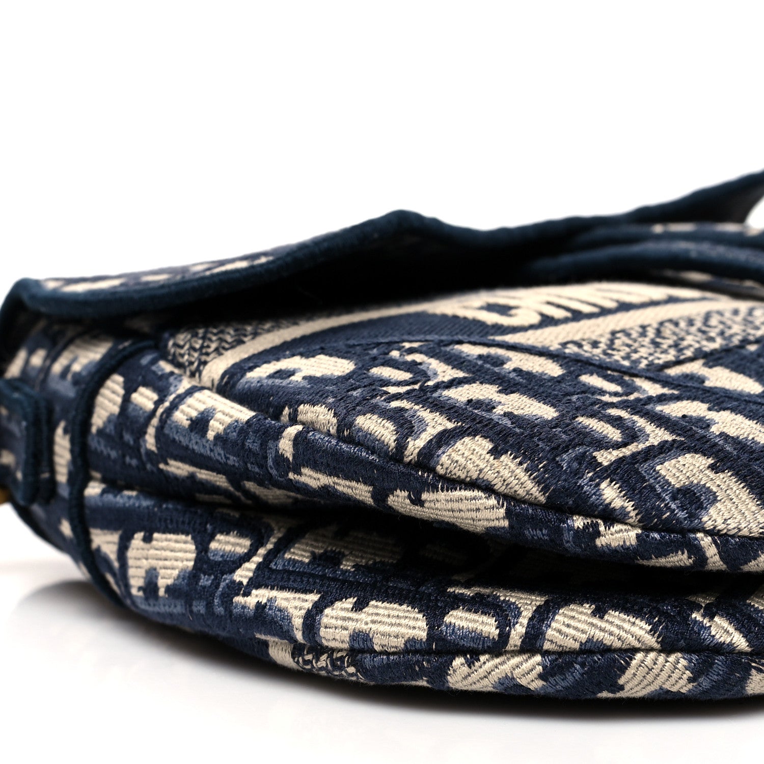 Christian Dior Oblique Embroidered Saddle Bag Blue 9 of 10