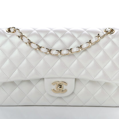 Chanel Iridescent Calfskin Quilted Medium Double Flap White 8 of 11