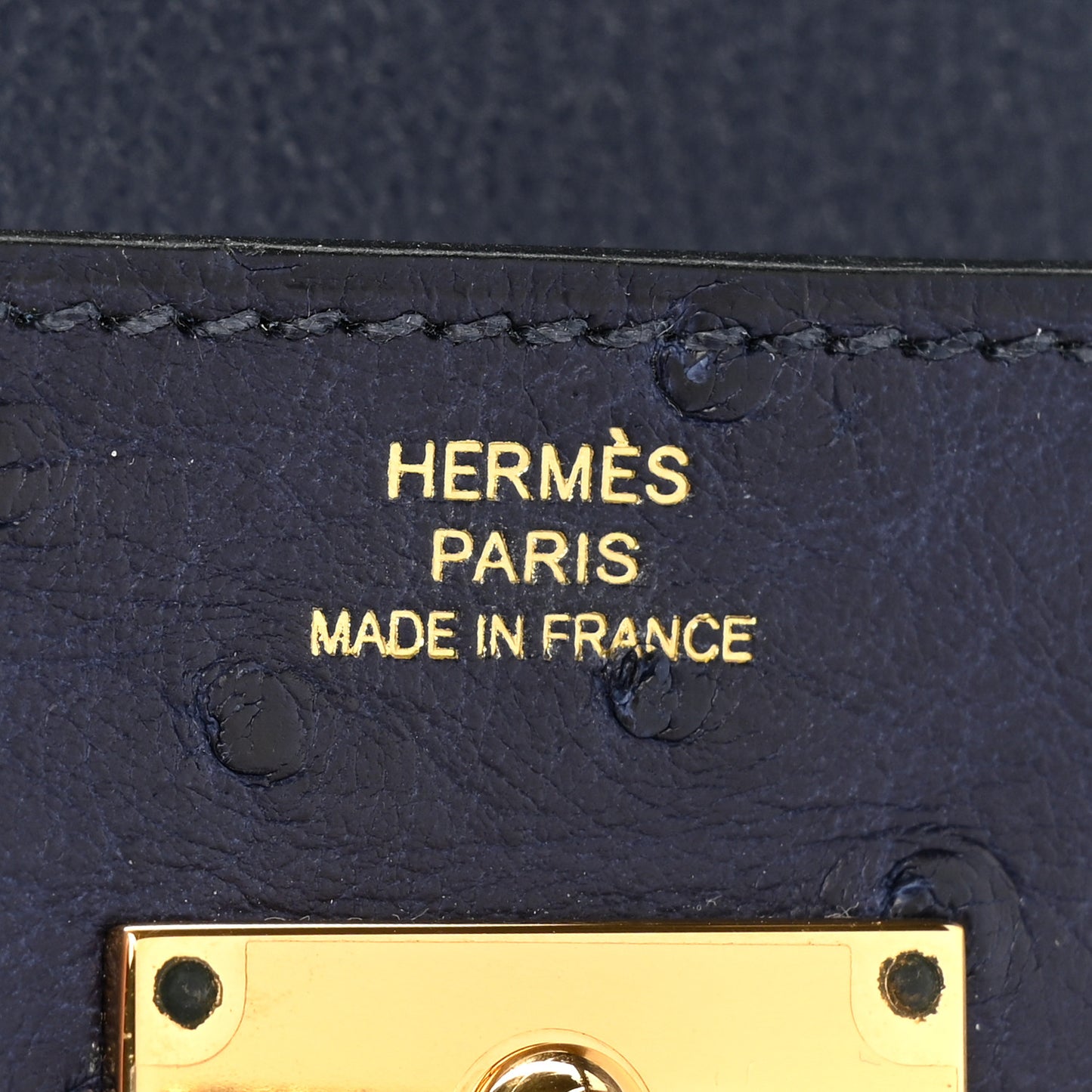 Ostrich Kelly Longue Wallet Bleu Iris
