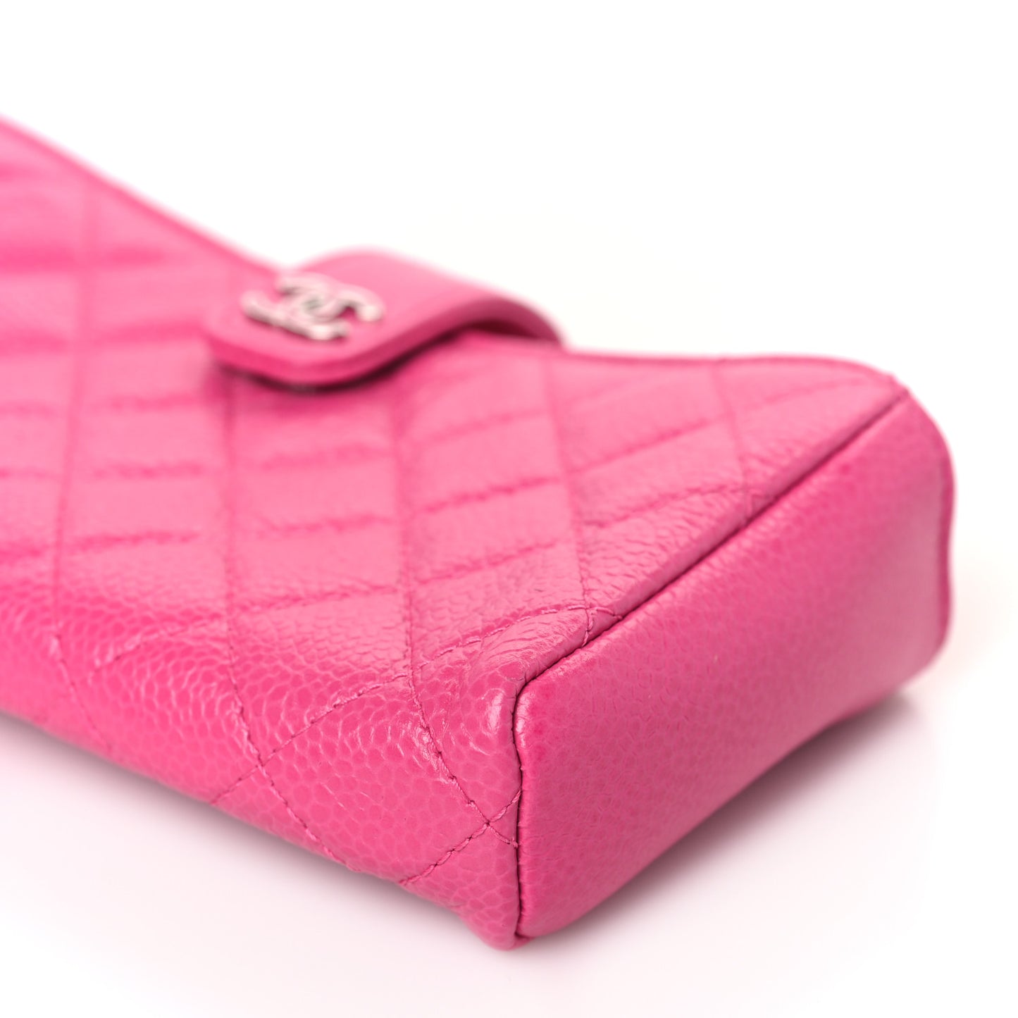 Caviar Quilted Mini Phone Holder Clutch Pink