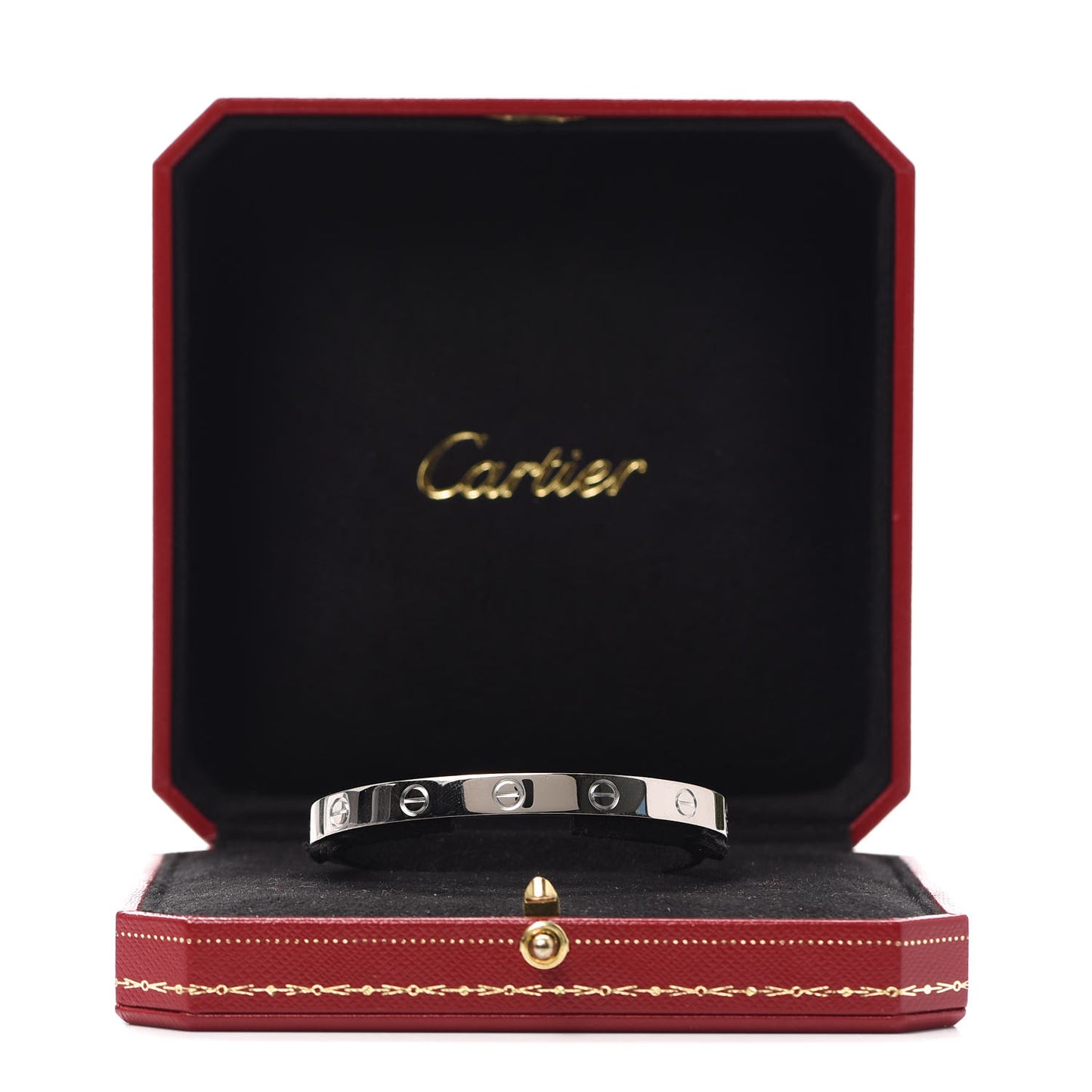 18K White Gold LOVE Cuff Bracelet 17