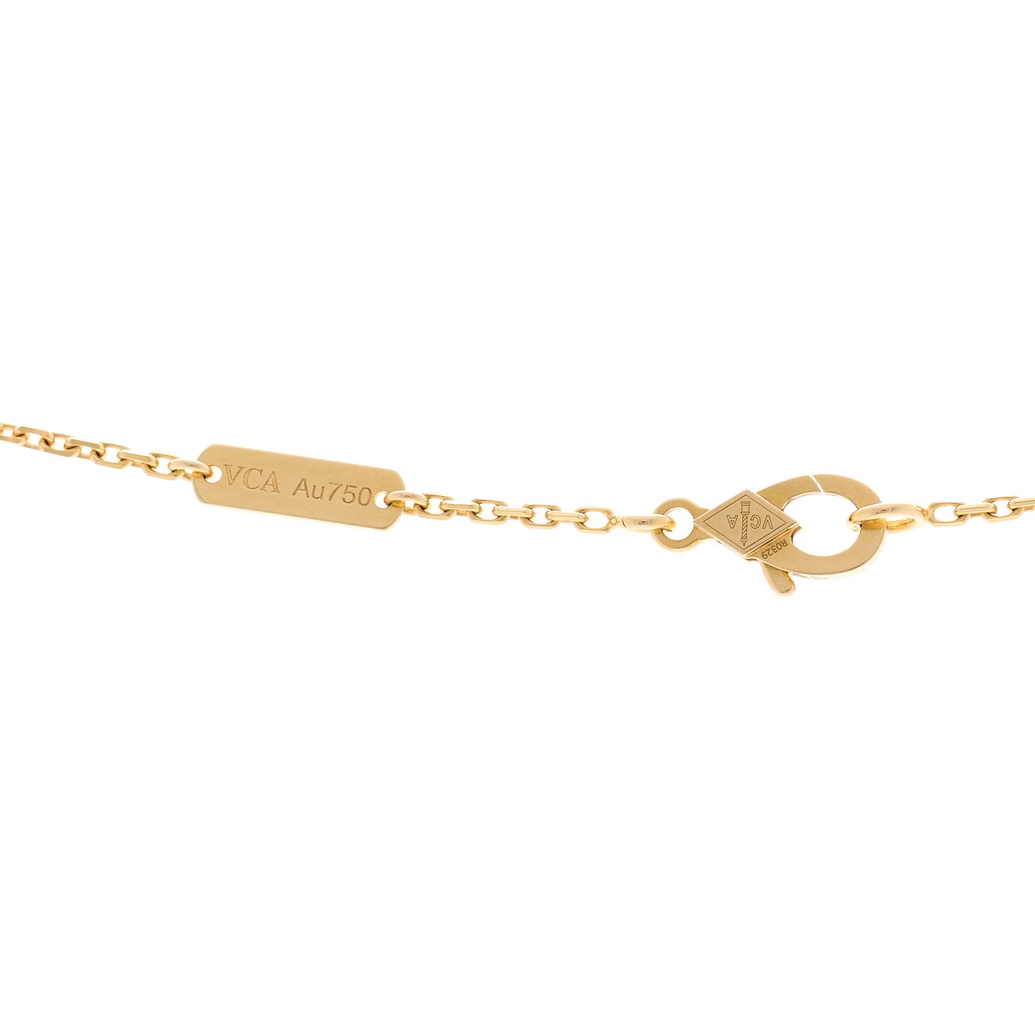 Van Cleef & Arpels 18K Yellow Gold Carnelian Vintage Alhambra Pendant Necklace 4 of 4