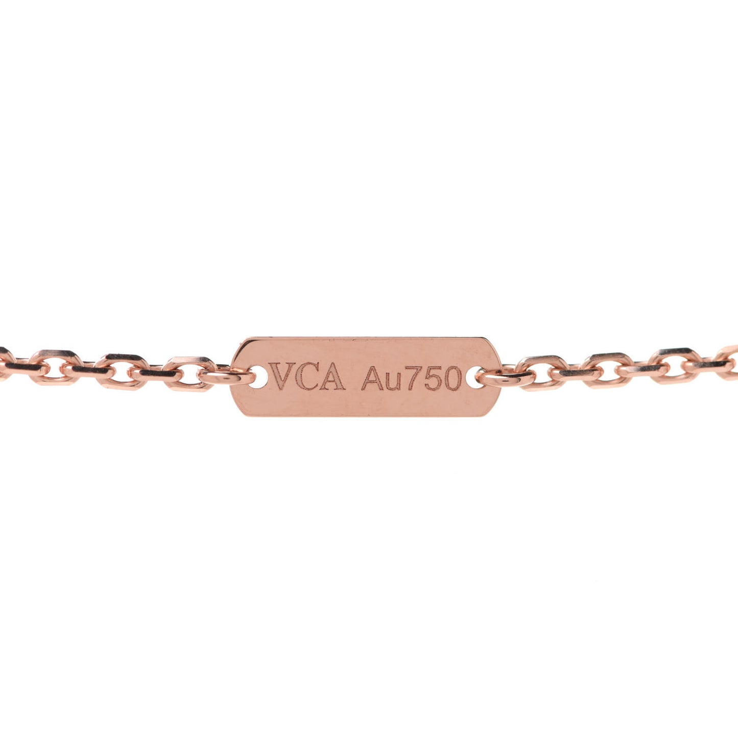 18K Rose Gold Diamond Rhodonite Vintage Alhambra Pendant Necklace