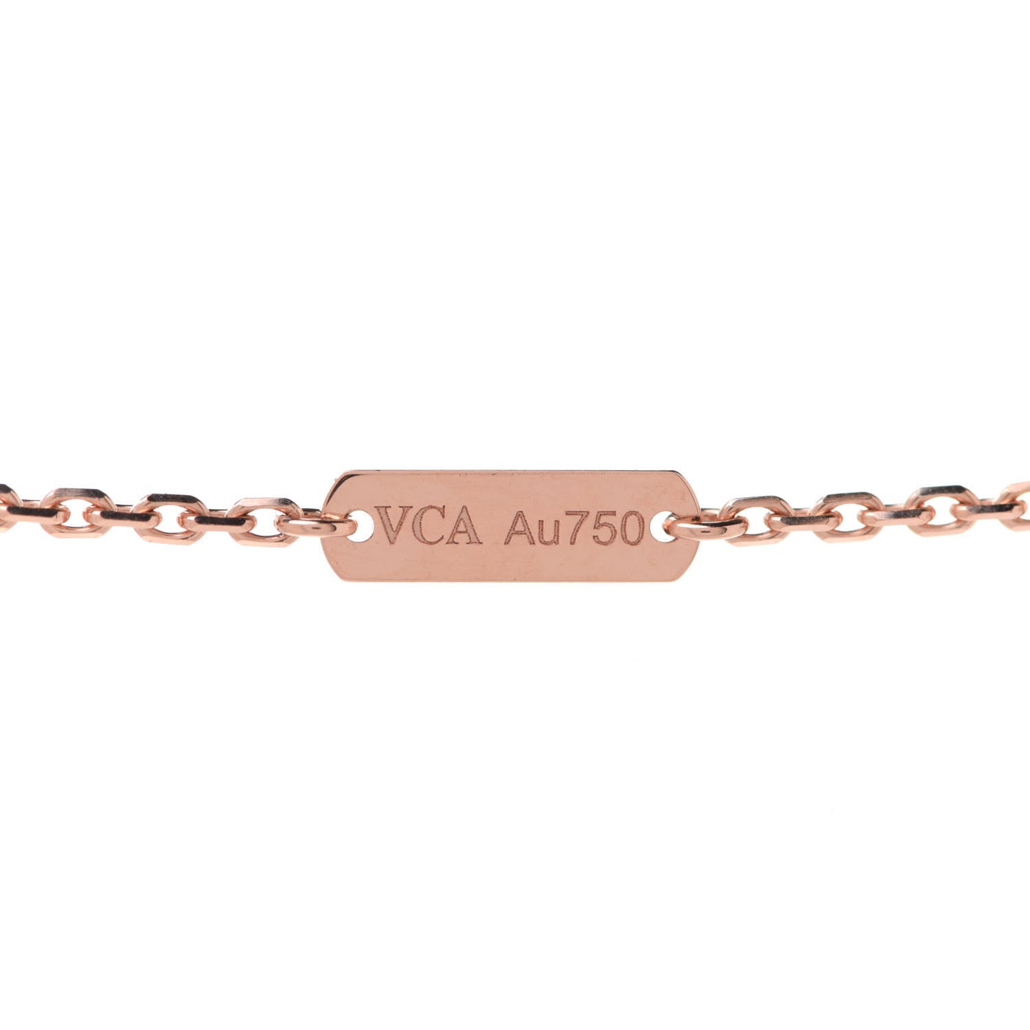 Van Cleef & Arpels 18K Rose Gold Diamond Rhodonite Vintage Alhambra Pendant Necklace 6 of 7