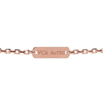 Van Cleef & Arpels 18K Rose Gold Diamond Rhodonite Vintage Alhambra Pendant Necklace 6 of 7