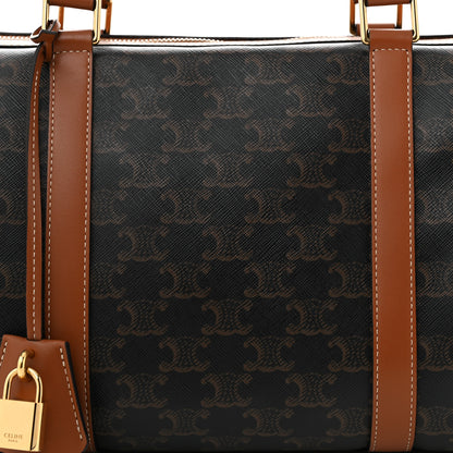 Celine Triomphe Canvas Calfskin Boston Bag Tan 9 of 11