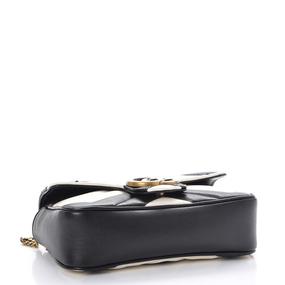 Gucci Calfskin Matelasse Super Mini GG Marmont Shoulder Bag Black White 5 of 10