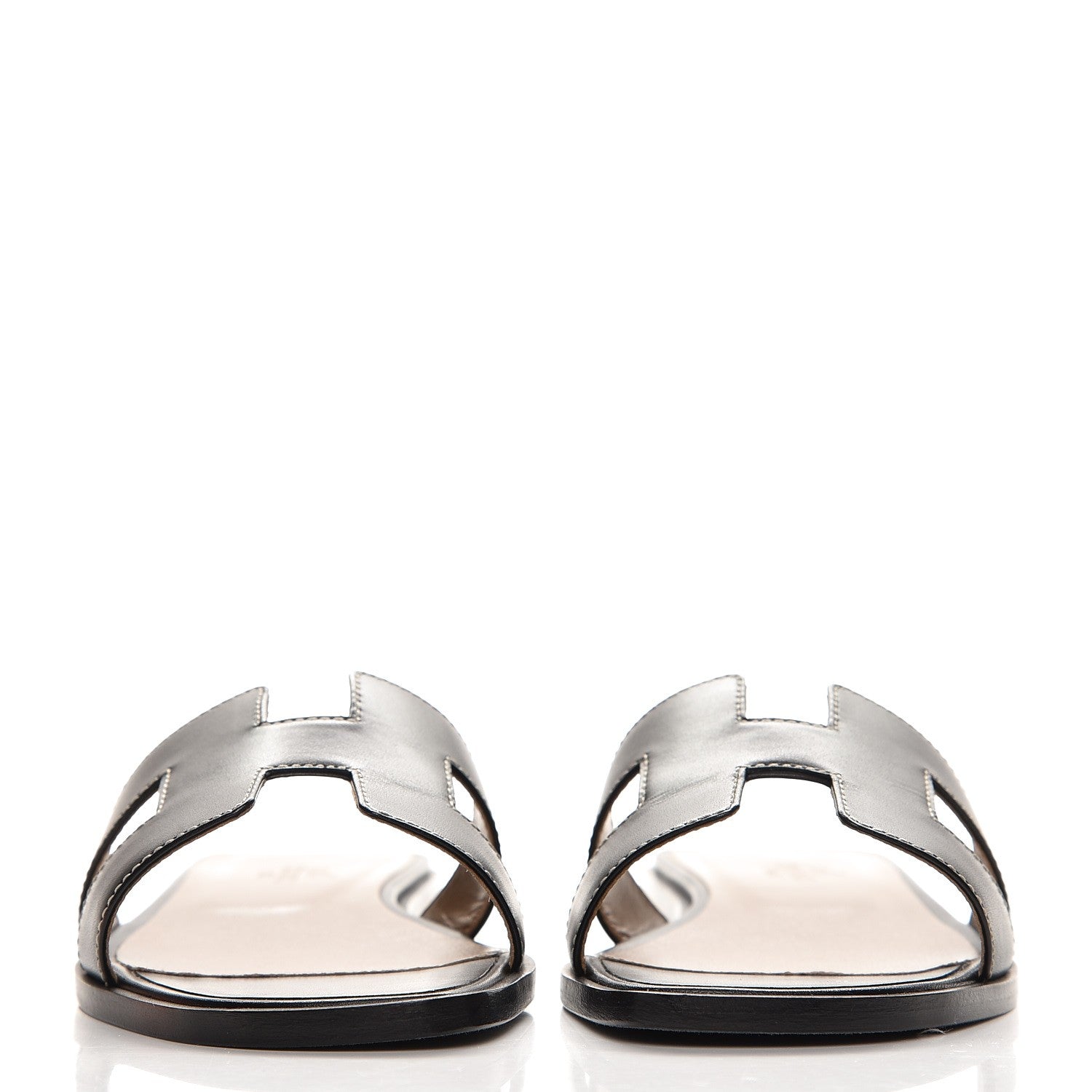 Hermes Box Calfskin Oran Sandals 36.5 Black 2 of 8