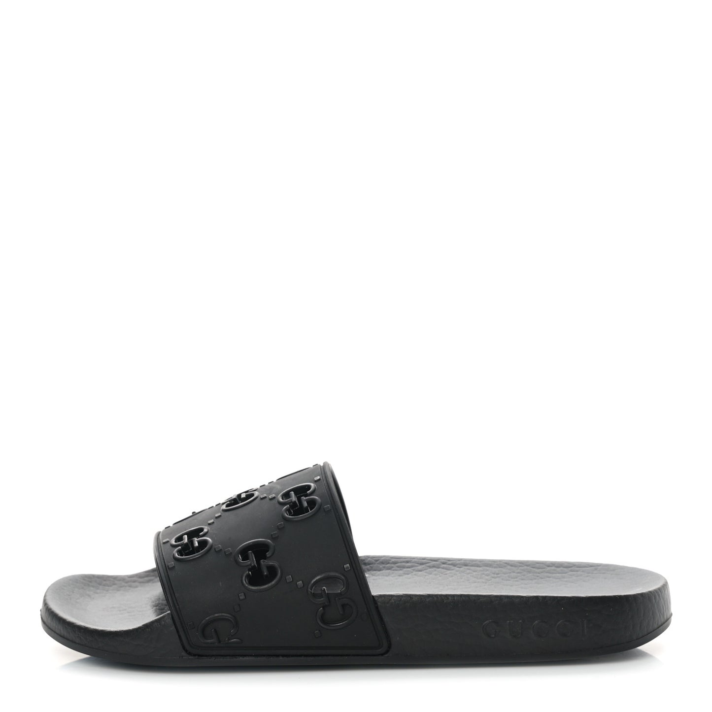 Rubber GG Monogram Perforated Womens Slide Sandals 38 Black