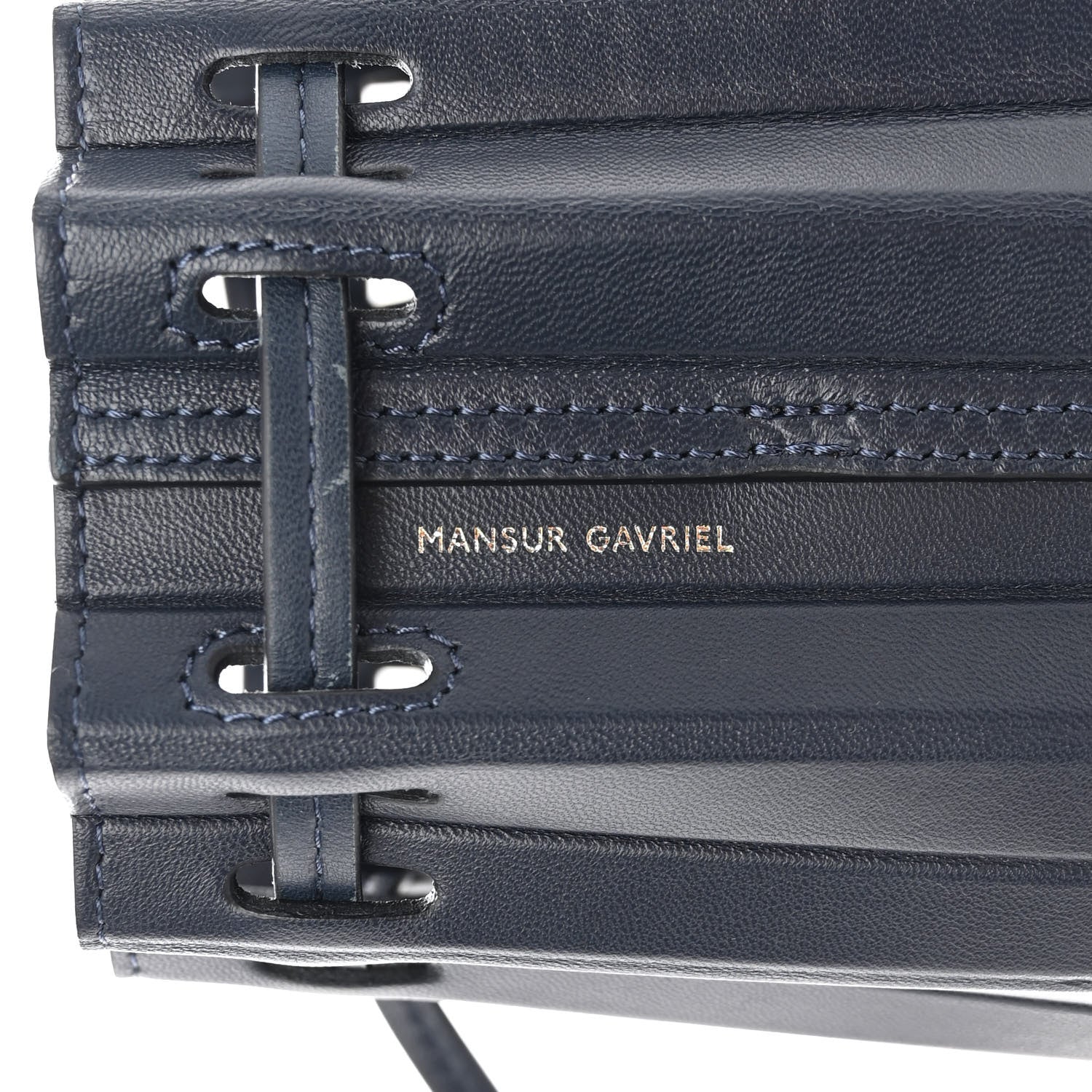 Mansur Gavriel Vegetable Tanned Calfskin Pleated Bucket Bag Blu 7 of 10