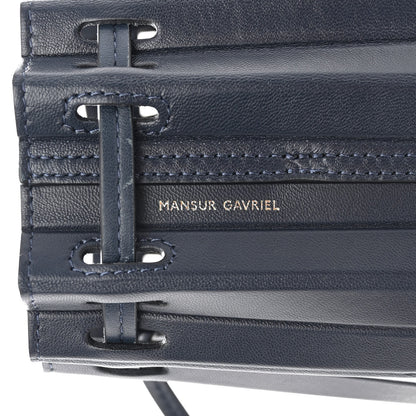 Mansur Gavriel Vegetable Tanned Calfskin Pleated Bucket Bag Blu 7 of 10