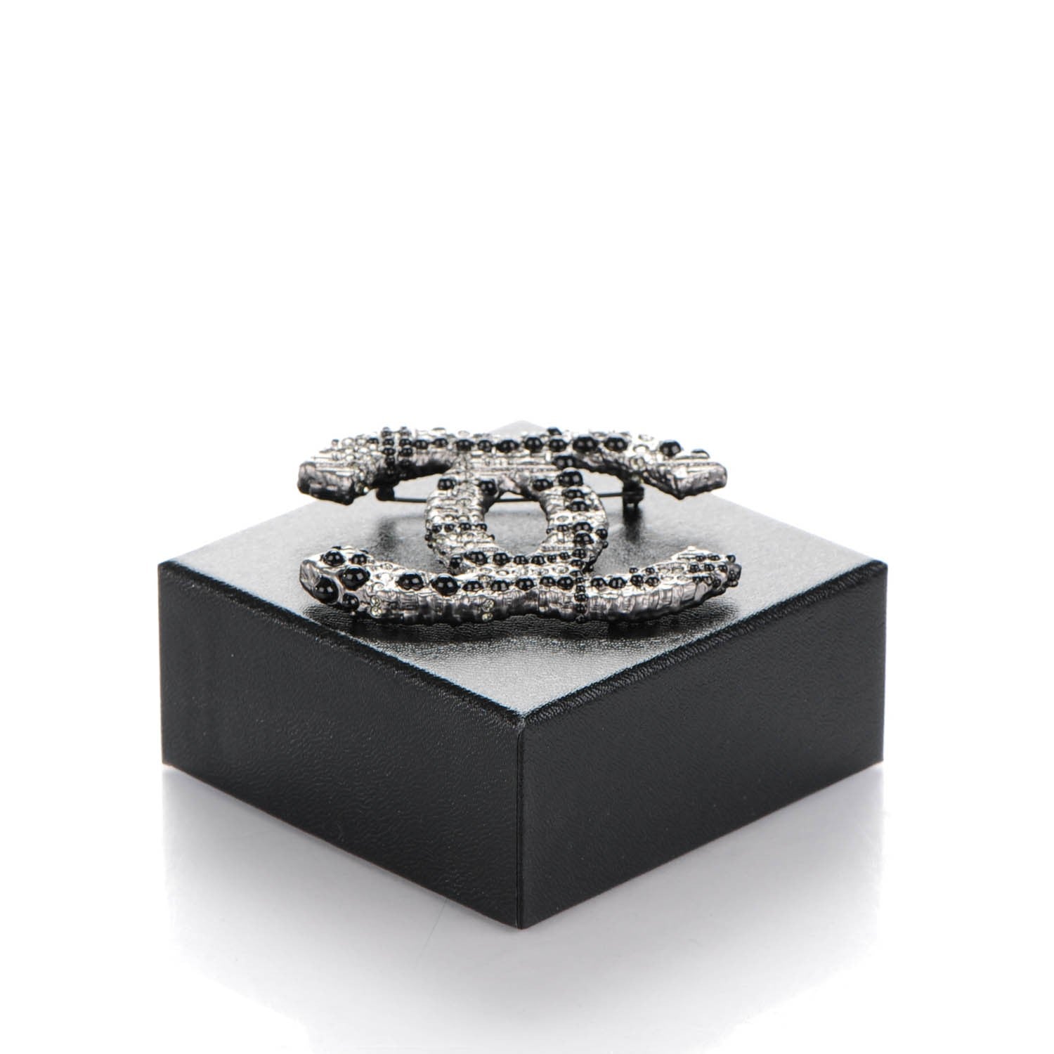 Chanel Crystal Bead Large CC Brooch Black 5 of 5