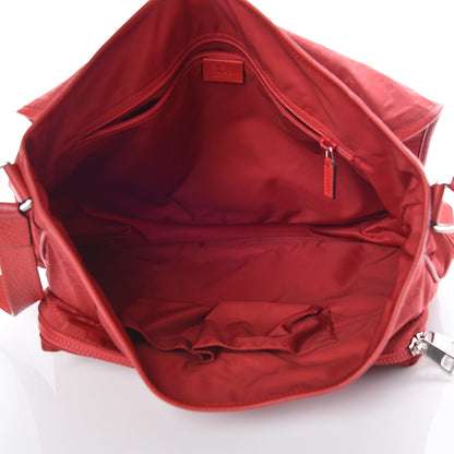 Gucci Nylon Monogram Double Buckle Flap Messenger Bag Vibrant Red 7 of 10