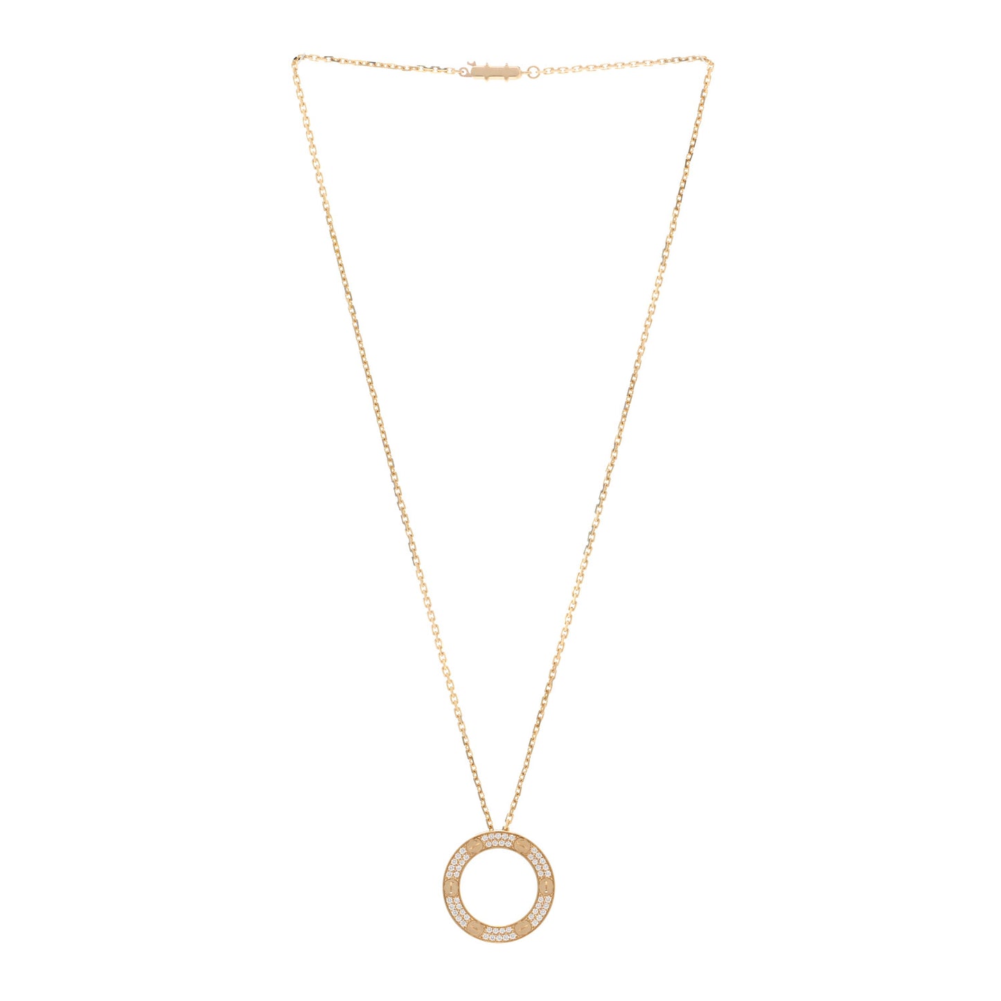 18K Yellow Gold Diamond LOVE Paved Necklace