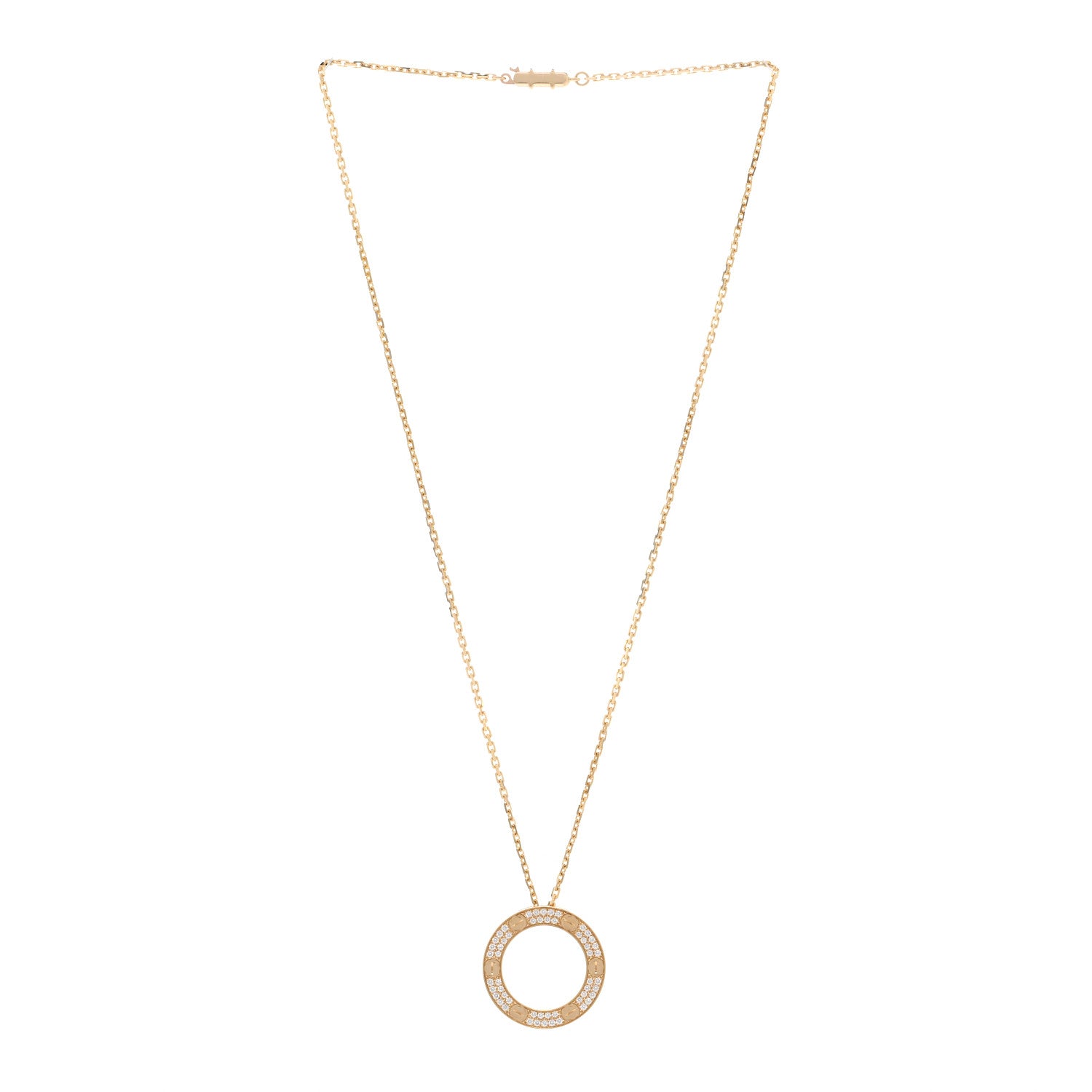 Cartier 18K Yellow Gold Diamond LOVE Paved Necklace 3 of 7