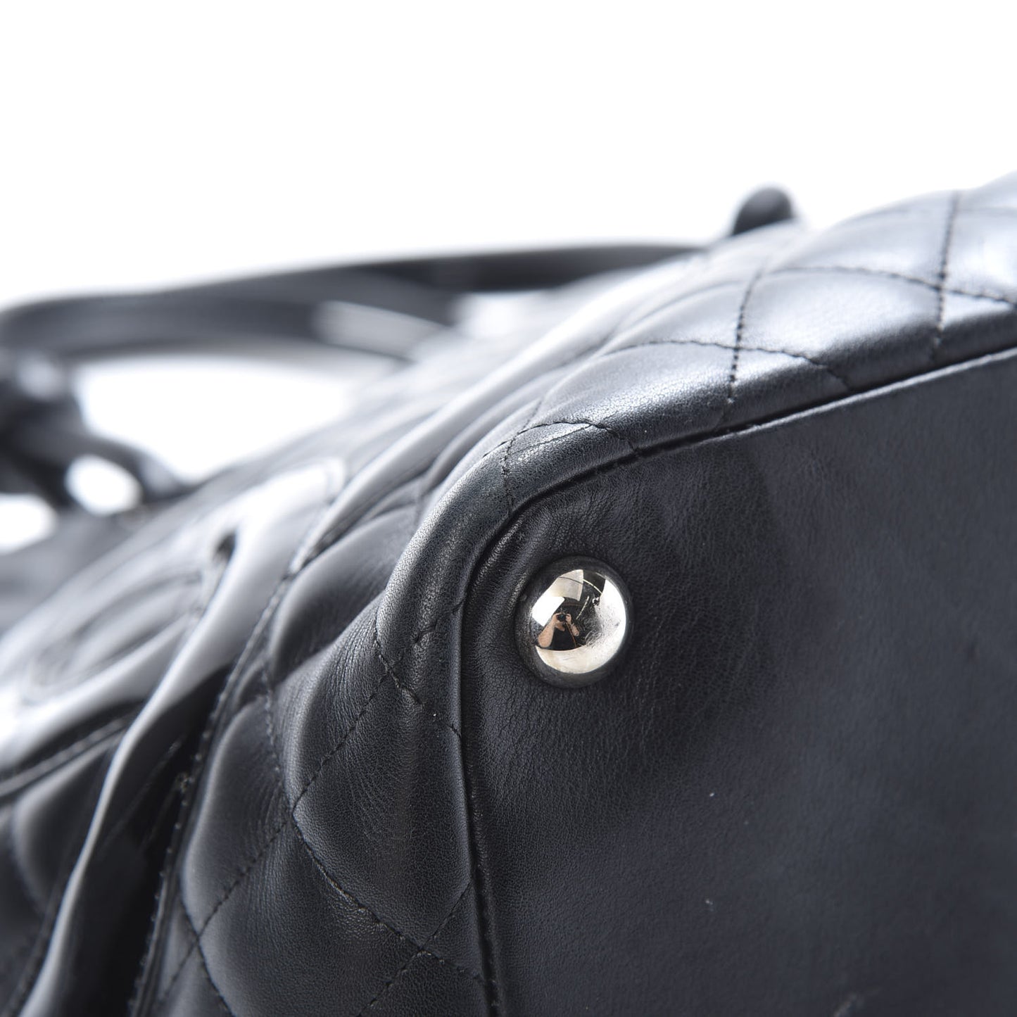 Calfskin Quilted Large Cambon Tote Black