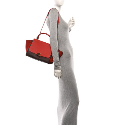 Celine Smooth Calfskin Nubuck Small Tri-Color Trapeze Light Ruby 2 of 9