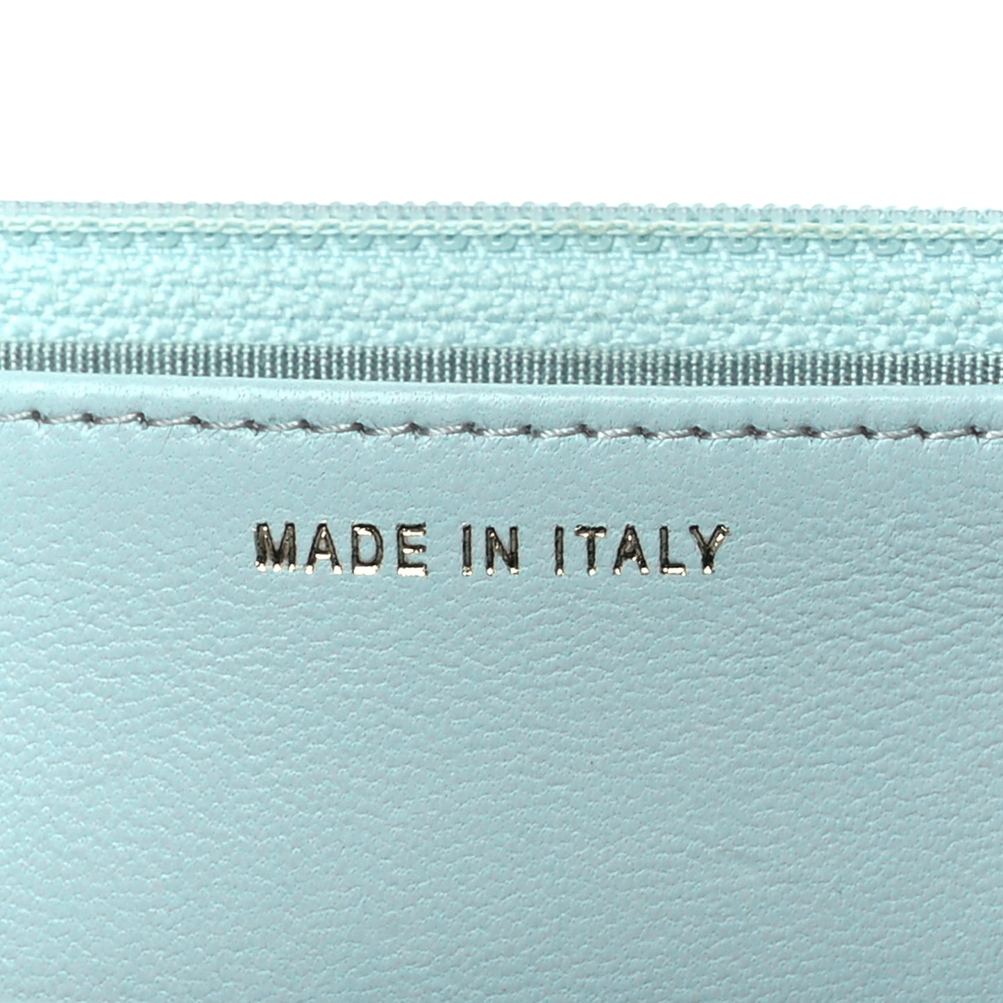 Lambskin Quilted Trendy CC Wallet On Chain WOC Light Blue