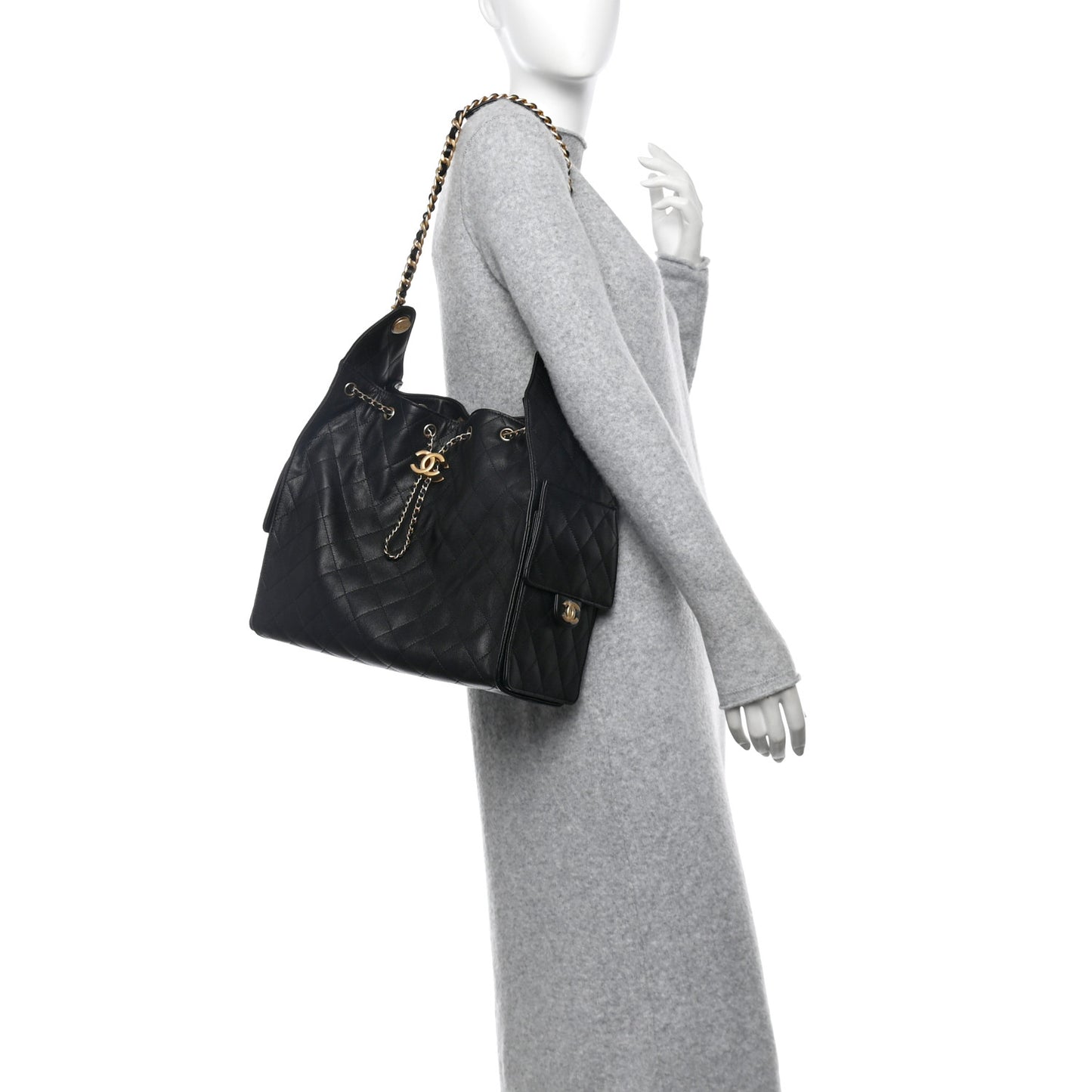 Caviar Quilted Medium Chanel 25 Handbag Black