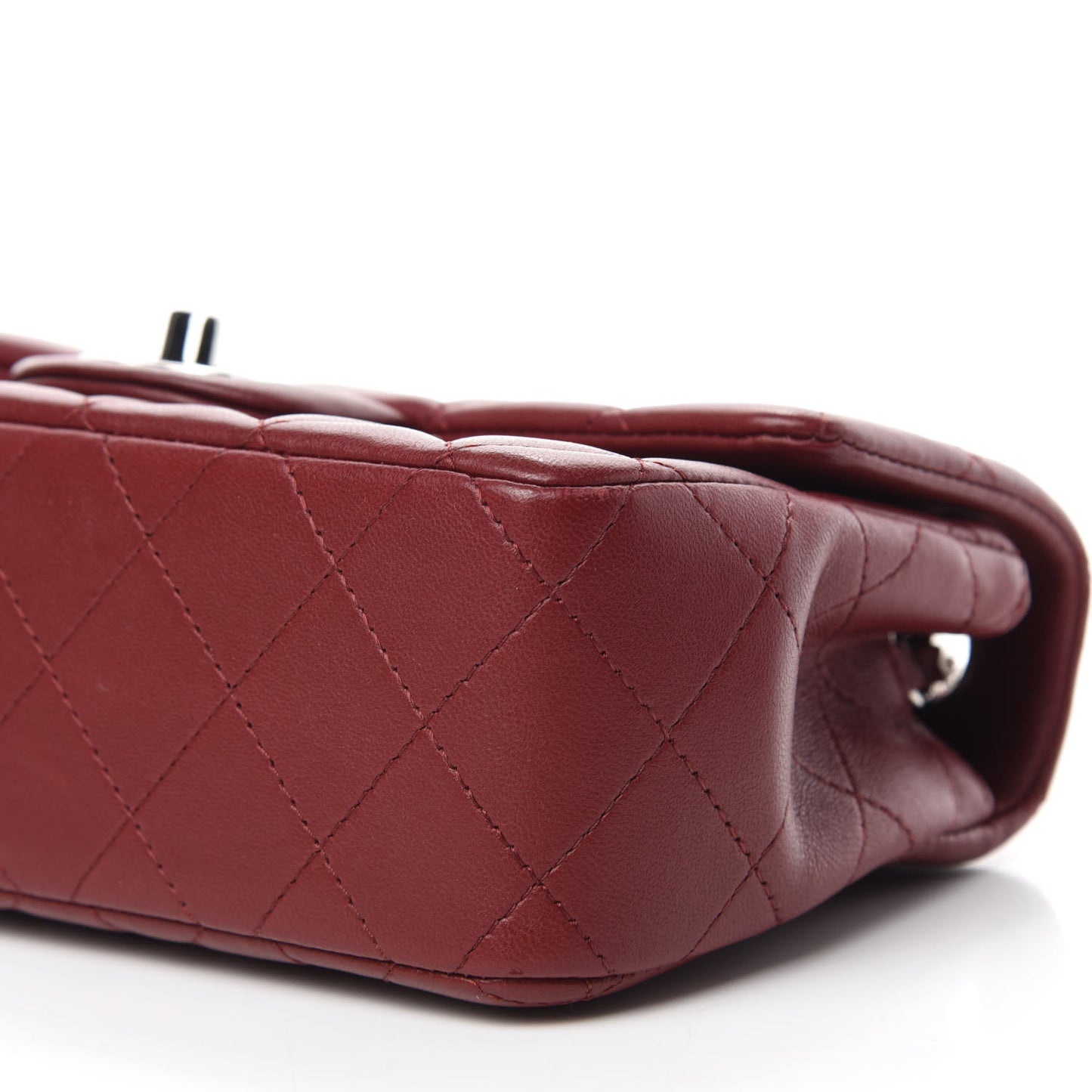 Lambskin Quilted Mini Rectangular Flap Burgundy