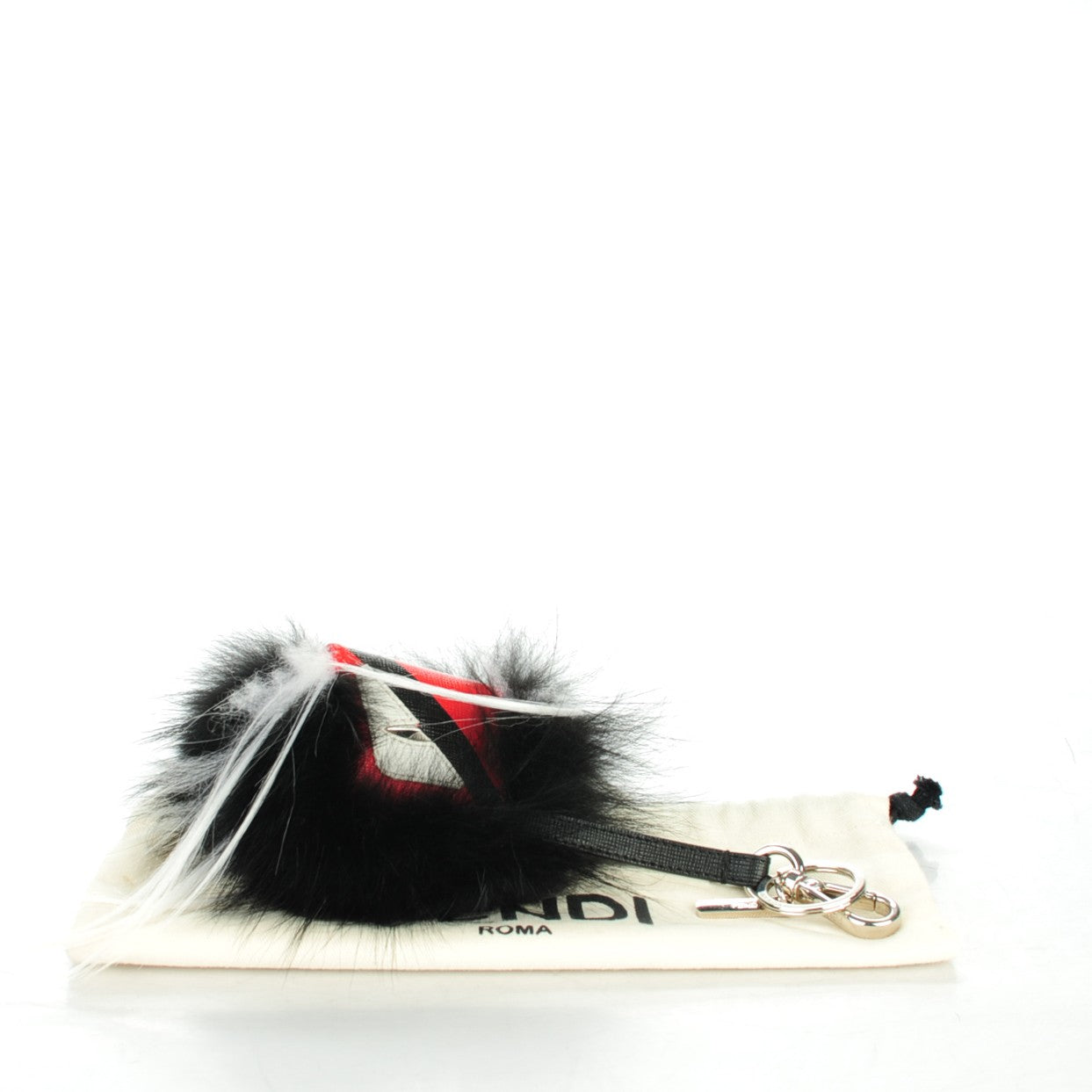 Vitello Elite Fox Goat Fur Igor Monster Bag Bug Cube Charm Rosso Black White