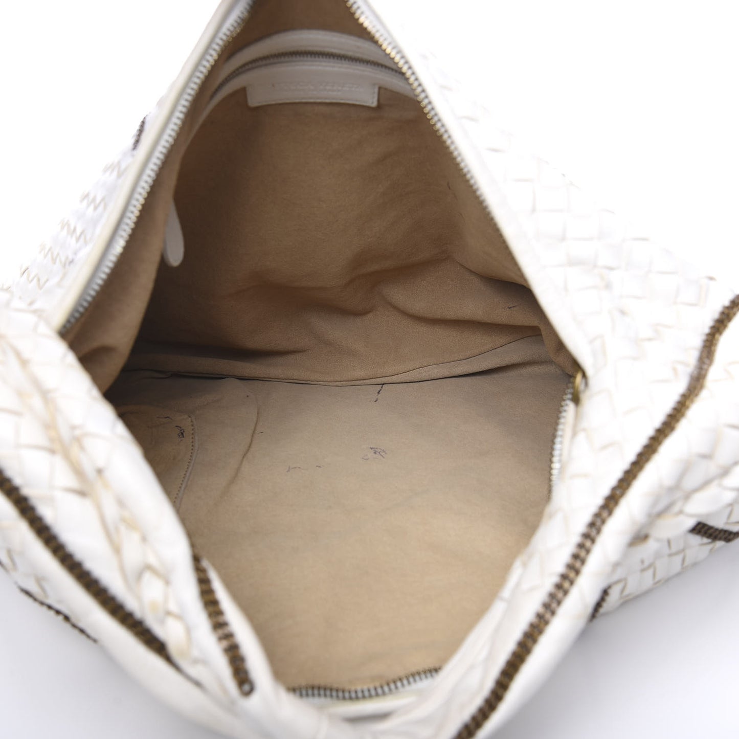 Nappa Intrecciato Medium Veneta Chain Hobo White