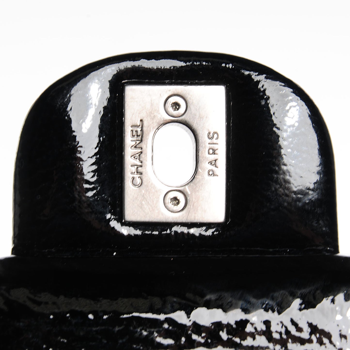 Distressed Patent Medium Double Flap Black