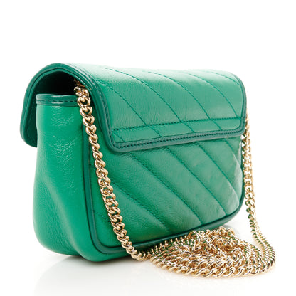 Gucci Azalea Calfskin Enamel Matelasse Diagonal Super Mini Torchon GG Marmont Shoulder Bag New Shamarock Emerald 3 of 10