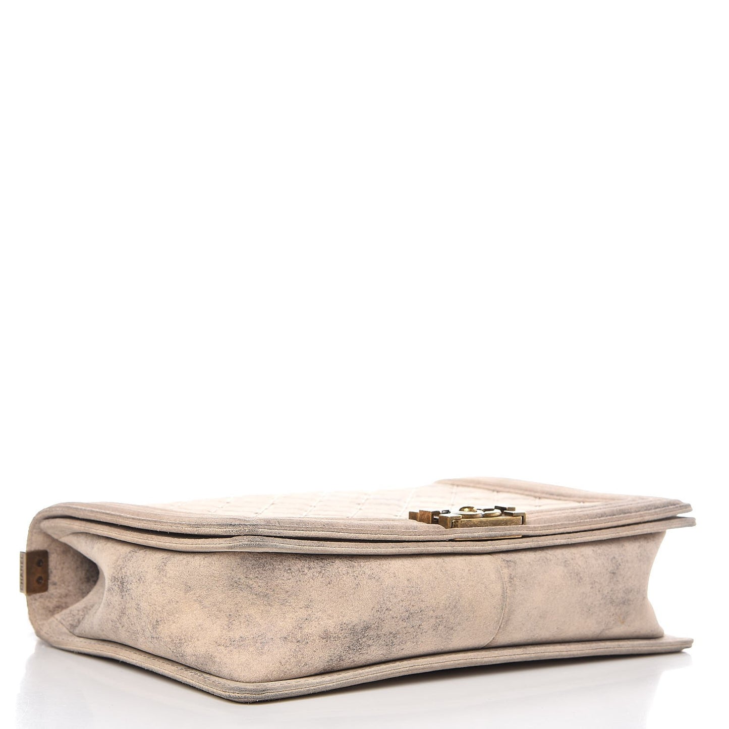 Iridescent Calfskin Quilted Large Boy Flap Beige